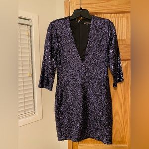 Express. Navy blue sequin dress. Size 2. Worn once.